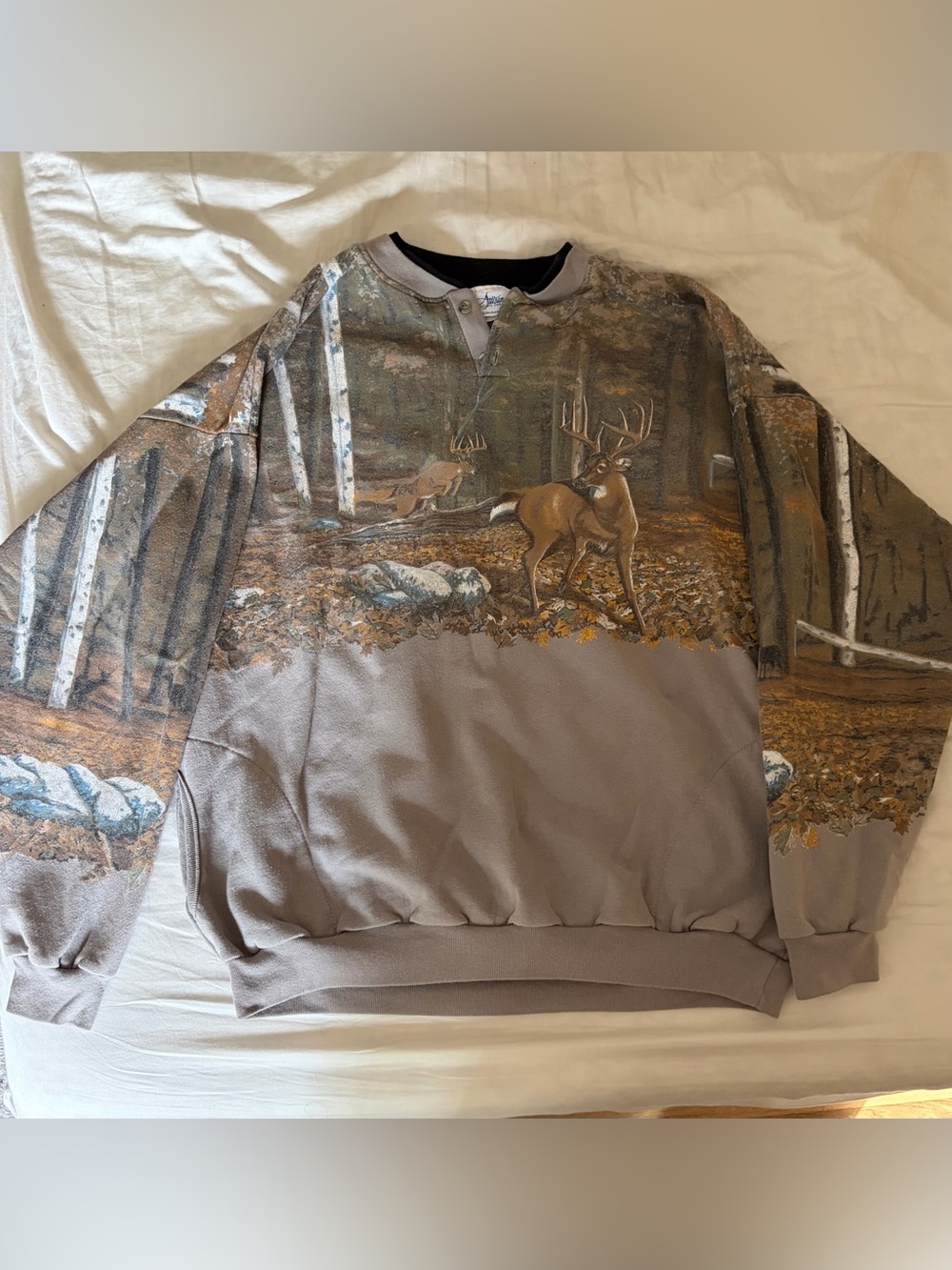 Men's Camo Deer Print Sweatshirt - XXL